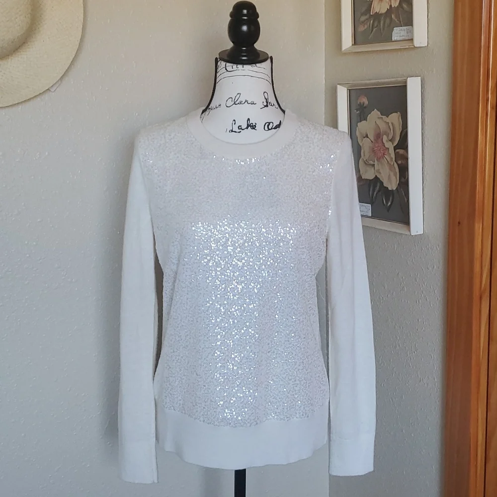 kate spade Cream Crewneck Sweater with Black Back Bow